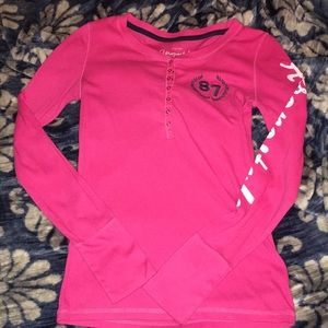 Aeropostale pink long sleeve fitted shirt